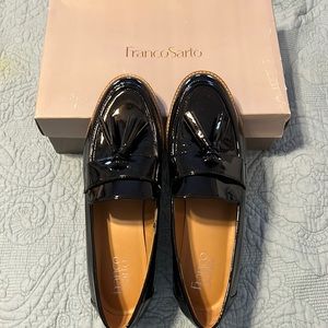 Black Paton leather Franco Sarto loafers
